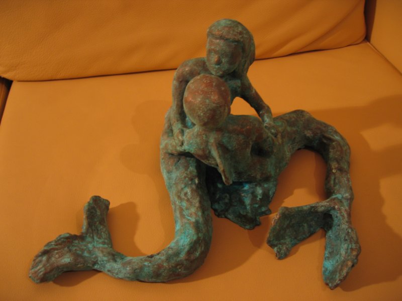 sculpture amants aquatiques terre cuite patinée