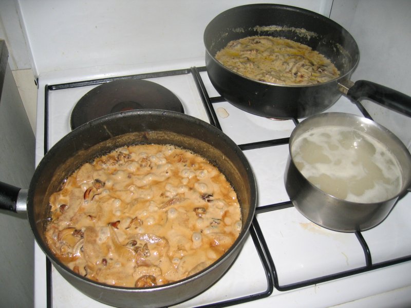 coquillages à la normande, les coquillages, les champignons, le riz