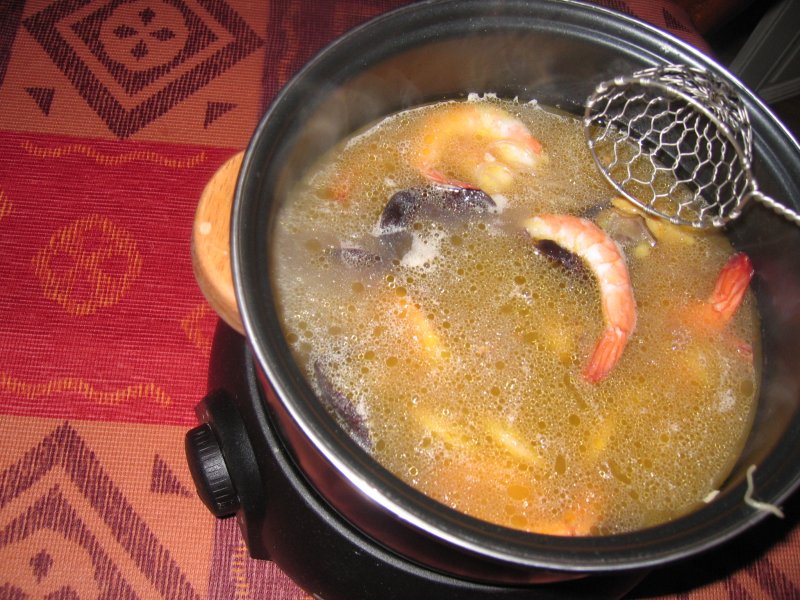 la fondue de fruits de mer est prête